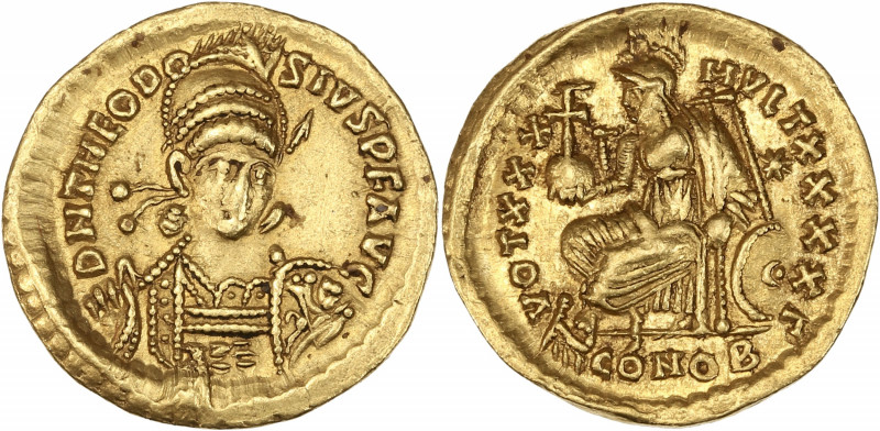 Théodose II (430-440 apr J.C.) - Or - Solidus - Constantinople.
A/ D N THEODO S...