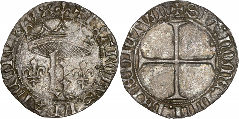 Charles VII (1422-1461) - Blanc au K - Montpellier.
A/ KAROLVS FRANCORV REX,
d...