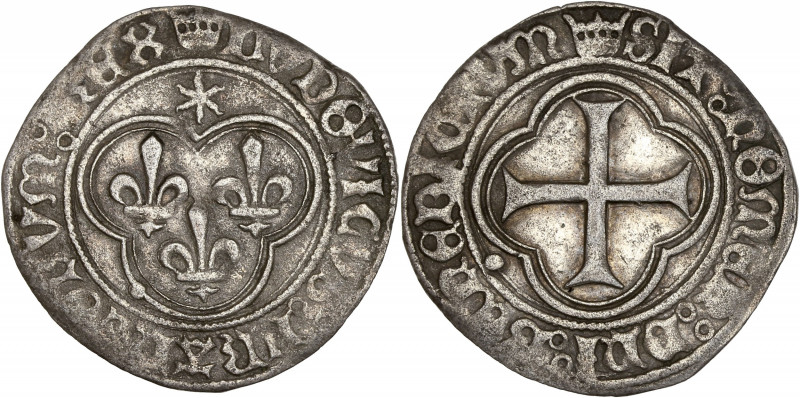 Louis XI (1461-1483) - Billion - Blanc au soleil - Troyes.
A/ DVDOVICVS FRANCORV...
