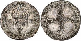 Henri IV (1589-1610) - Argent - Quart d'écu croix feuillue 1603 G - Poitiers
A/ HENRICVS 4 D G FRAN ET NAVA REX G,
Écu couronné, accosté de deux II.
R...