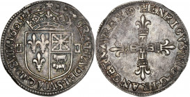 Henri IV - (1589 - 1610) - Argent- Quart d'écu de Béarn 1605 - Pau. 
A/ HENRICVS IIII D G FRANC ET NAVA REX DB,
Croix fleurdelisée et bâtonnée.
R/ GRA...