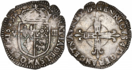 Henri IV (1589-1572) - Argent - Huitième d'écu du Béarn 1603 - Morlaàs.
A/ HENRICVS 4 D G FRANC ET NAV REX BD,
Croix fleurdelisée.
R/ GRATIA DEI SVM Q...