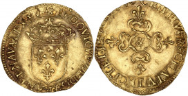 Louis XIII (1610-1643) - Or - Écu d'or au soleil 1640 & - 1er type - Aix-en-Provence. 
A/ LVDOVICVS XIIII D G FRAN ET NAVA REX,
Écu couronné de France...