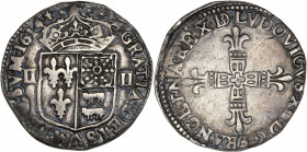 Louis XIII (1610-1643) - Argent - Quart d'écu de Béarn 1614 - Morlaàs.
A/ LVDOVICVS XIII D G FRANC ET NA REX BD,
Croix fleurdelisée.
R/ GRATIA DEI SVM...
