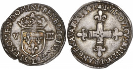 Louis XIII (1610-1643) - Argent - Huitième d'écu croix fleurdelisée - 2e type 1642 L - Bayonne
A/ LVDOVICVS XIII D G FRANC E NAVA RX 1642,
Croix fleur...