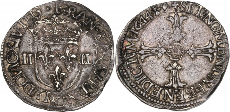 Louis XIV (1643-1715) - Argent - 1/4 d'écu croix feuillue 1644 & - Aix-en-Proven...