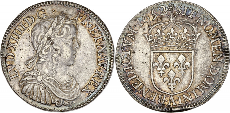 Louis XIV (1643-1715) - Argent - Demi-écu à la mèche longue 1652 A - Paris.
A/ ...