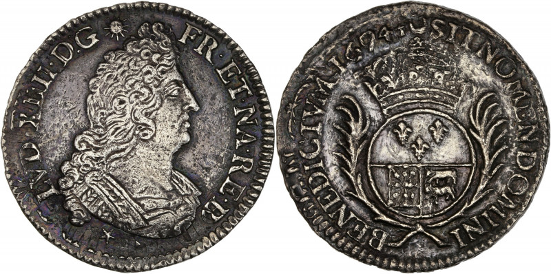 Louis XIV (1643-1715) - Argent - Demi-écu aux palmes 1694 - Béarn - Réformation....