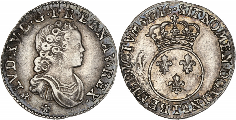 Louis XV (1715-1774) - Argent - Dixième d'écu dit vertugadin 1716 T - Nantes.
A...