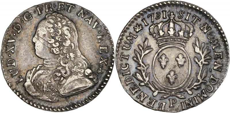 Louis XV (1715-1774)- Argent - Dixième d'écu aux branches d'olivier 1731 P - Dij...