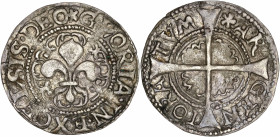 Strasbourg (1529-1601) - Argent - Denier.
A/ AR GEN TORA TVM,
Longue croix.
R/ GLORIA IN EXCELSIS DEO,
fleur de lys au centre ornée d'une quadrilobe.
...