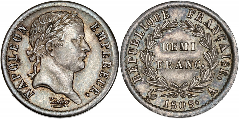 Premier Empire (1804-1814) - Argent - Demi-franc Napoléon Ier tête laurée 1808 A...