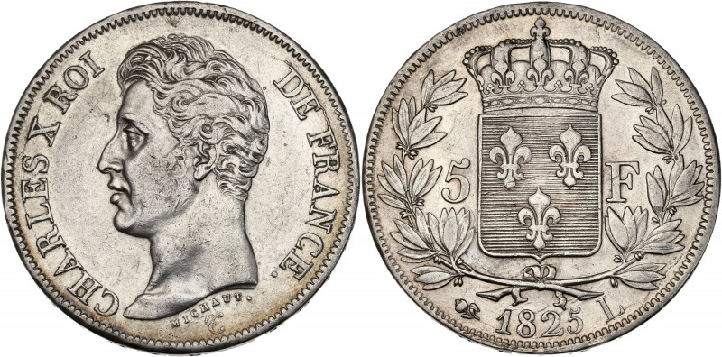 Charles X (1824-1830) - Argent - 5 francs 1825 L - 1er type - Bayonne.
A/ CHARLE...