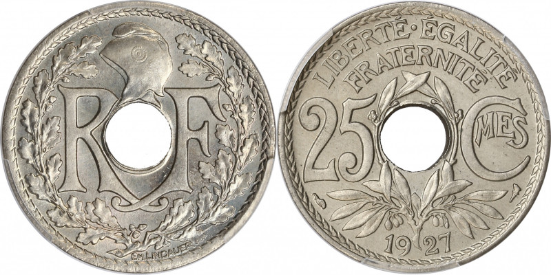 IIIème République (1870-1940) - Cupronickel - 25 centimes Lindauer 1927
A/ RF,...