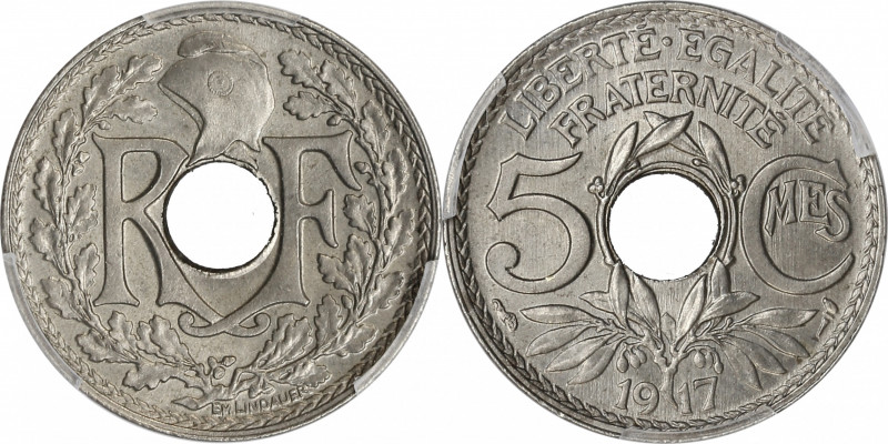 IIIème République (1870-1940) - Cupronickel - 5 centimes Lindauer 1917
A/ RF,
...