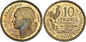 IVème RÉPUBLIQUE (1947-1959) - Bronze - 10 francs Guiraud 1950.
A/ RÉPUBLIQUE FRANÇAISE,
Marianne à gauche, signé: G. GUIRAUD.
R/ LIBERTE EGALITE FRAT...