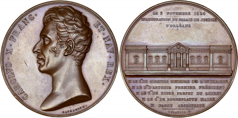 Charles X (1824-1830) - Inauguration du Palais de Justice d'Orléans 1824 - Cuivr...