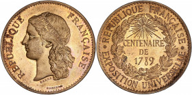 IIIème République (1870-1940) - Centenaire de 1789 - Bronze.
A/ RÉPUBLIQUE FRANÇAISE,
la République Française à gauche, signé: BARRE.
R/ RÉPUBLIQUE FR...