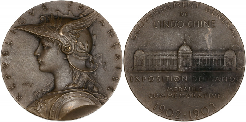 Indochine - Annam-Tonkin - exposition de Hanoï - Bronze. 
A/ REPVBLIQVE FRANÇAIS...