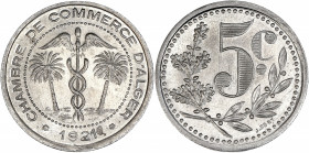 Chambre de Commerce d'Alger 1921 - Algérie - Aluminium - 5 centimes.
A/ CHAMBRE DE COMMERCE D'ALGER 1921,
caducée au centre, de part et d'autre, deux ...