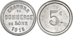 Chambre de Commerce de Bône 1915 - Algérie - Aluminium - 5 centimes.
A/ CHAMBRE DE COMMERCE DE BÔNE 1915.
R/ 5 C au centre. 
25mm - 1.38g - FDC