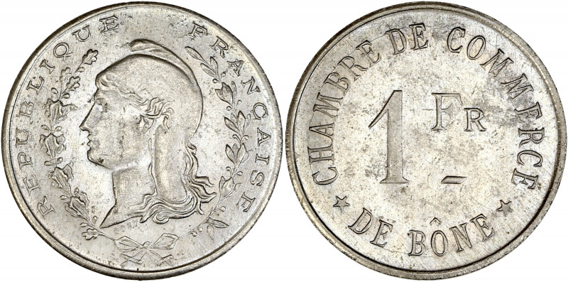 Chambre de Commerce de Bône - Algérie - Cupro-nickel - 1 Franc.
A/ RÉPUBLIQUE FR...