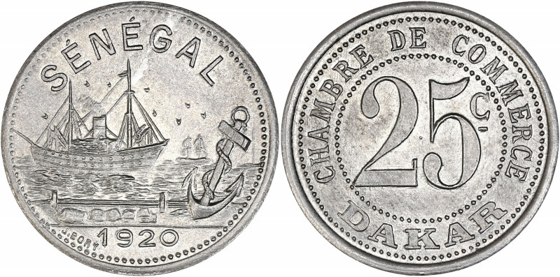 Chambre de Commerce Dakar 1920 - Sénégal - Aluminium - 25 centimes.
A/ SÉNÉGAL ...