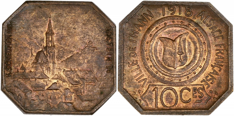 Ville de Thann 1819 - Alsace - Cuivre - Essai de 10 centimes.
A/ VILLE DE THANN ...