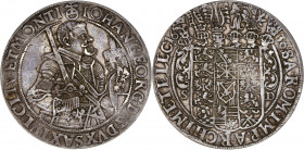 Allemagne - Johann Georg I (1611-1656) - Argent - 1 Thaler 1636.
A/ IOHAN GEORG D G DVX SAX IVL CLIV ET MONTI,
Buste de Johann Georg I à droite portan...
