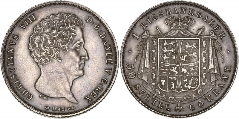 Danemark - Christian VIII (1839-1848) - 1 Rigsbankdaler 1842 VS.
A/ CHRISTIANVS...