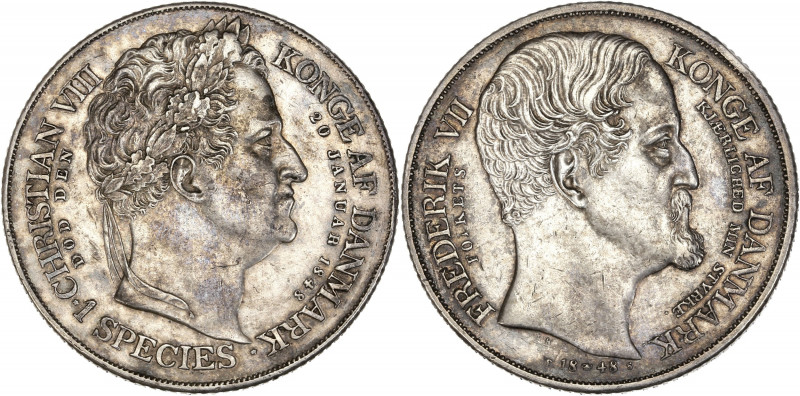 Danemark - Frédéric VII (1848-1863) - 1 Speciedaler 1848 VS - Double effigie.
A...