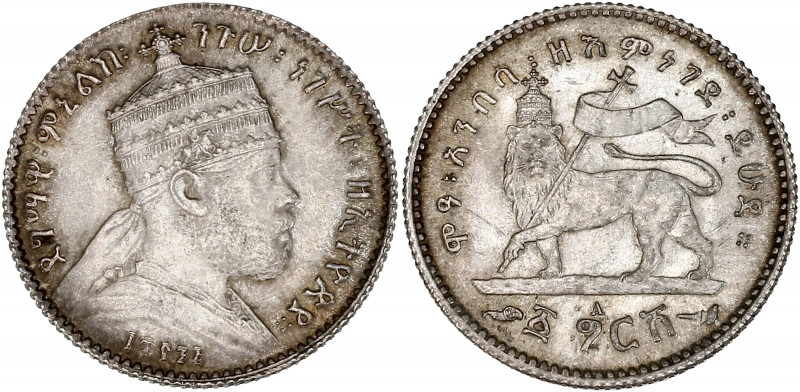 Ethiopie - Abyssinie - Ménélik II (1889-1913) - Argent - 1 Gersh 1895
A/ Légend...