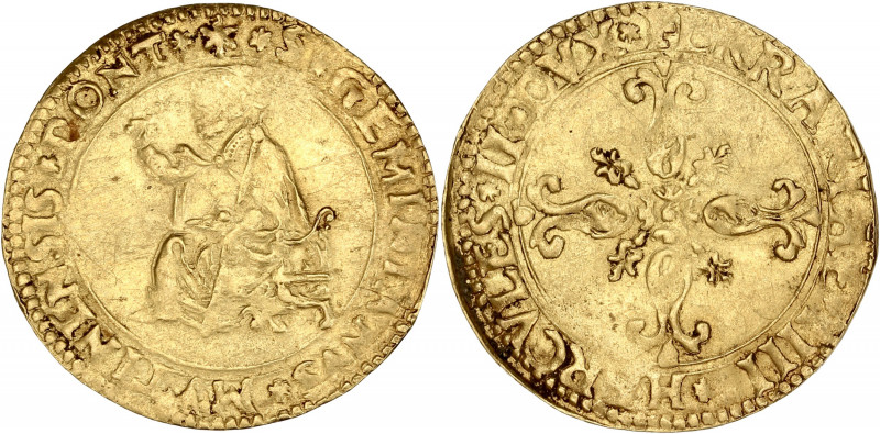 Italie - Modène - Hercule II d'Este (1508-1559) - Or - Scudo d'Oro. 
A/ HERCVLES...