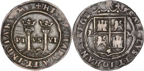 Mexique - Charles-Joanna (1504-1555) - Argent - 1 real Mexico L-M.
A/ KAROLVS ET IO HANA,
Blason couronné, de part et d'autre les lettres L et M.
R...