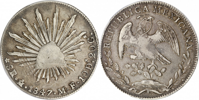 Mexique - Argent - 8 reales 1847 M-F - Mexico
A/ 8 R M 1847 M F 10 Ds 20 G,
Bo...