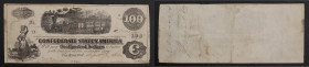 États Confédérés d'Amériques - 100 Dollars - ND (1862).
Épinglage: 0
Plis: 1
Manque: 0
Autres: légère tache
TTB