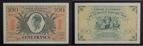 Guyane - 100 Francs - 1944
Épinglage:0
Plis:0
Manque: 0
Autres: quelques marques de manipulation 
SUP