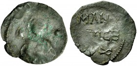 Monete di zecche italiane 
 Amalfi 
 Mansone V duca, 1073-1085 
 Follaro, Æ 2,79 g. Mezza figura di santo, nimbato e con pastorale, di fronte; a d....