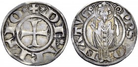 Monete di zecche italiane 
 Arezzo 
 Guglielmo degli Ubertini vescovo, 1267-1289. Grosso agontano da 2 soldi, AR 2,31 g. · Stella DE mitria ARITIO s...