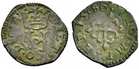Monete di zecche italiane 
 Desana 
 Delfino Tizzone, 1583-1598. 
 Liard 1586, Mist. 0,85 g. DEL TI CO DECIA Grande H coronata. Rv. VIC IMP PER 158...