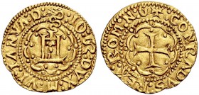 Monete di zecche italiane 
 Genova 
 Gian Galeazzo Maria Sforza, 1488-1494. 
 Ducato, AV 3,47 g. IO G3 DVX M VI IANVA D Castello entro cornice d’ar...