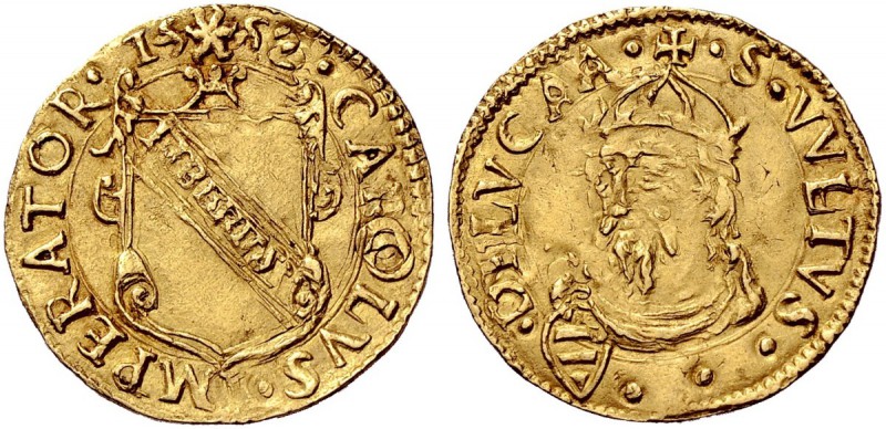 Monete di zecche italiane 
 Lucca 
 Scudo del sole 1552, AV 3,31 g. CAROLVS·IM...