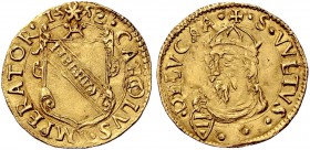 Monete di zecche italiane 
 Lucca 
 Scudo del sole 1552, AV 3,31 g. CAROLVS·IMPERATOR· Stemma con giglio in cimasa; sopra 15 sole raggiante 52. Rv. ...
