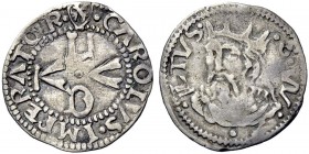 Monete di zecche italiane 
 Lucca 
 Grossetto da 2 bolognini, AR 1,18 g. CAROLVS IMPERATOR intorno alle lettere LVCA disposte a croce intorno a glob...