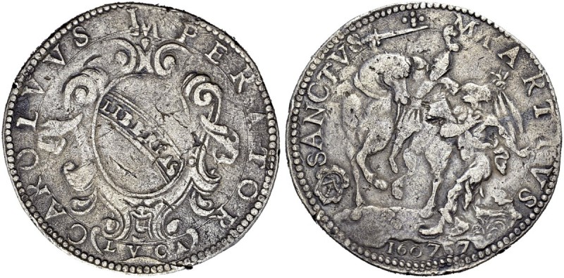 Monete di zecche italiane 
 Lucca 
 Ducatone 1607, AR 31,21 g. CAROLVS IMPERAT...
