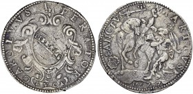 Monete di zecche italiane 
 Lucca 
 Ducatone 1607, AR 31,21 g. CAROLVS IMPERATOR Stemma entro cartella ornata; sotto, LVCA entro cornice. Rv. SANCTV...