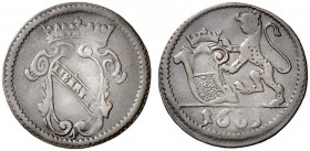 Monete di zecche italiane 
 Lucca 
 Quattrino o panterino 1683, Cu 0,71 g. Stemma coronato. Rv. Stemma coronato sostenuto da una pantera; all’esergo...