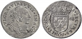 Monete di zecche italiane 
 Lucca 
 Luigino 1668, AR 2,02 g. PVLCRA VIRTVTIS IMAGO Busto muliebre drappeggiato a d. Rv. TRES SECVRES BONITATI QVINQV...