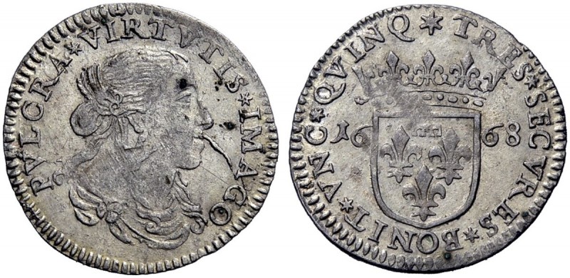 Monete di zecche italiane 
 Lucca 
 Luigino 1668, AR 1,48 g. PVLCRA VIRTVTIS I...