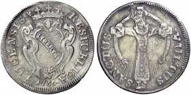Monete di zecche italiane 
 Lucca 
 San Martino da 25 bolognini 1756, AR 8,59 g. RESPVBLICA – LVCENSIS Stemma entro cartella ornata sormontata da co...